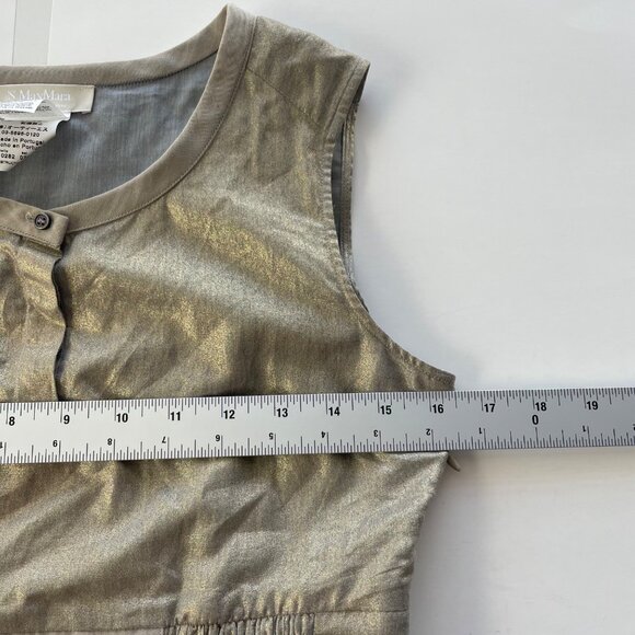 S Max Mara Easy Living Sleeveless Midi Metallic Dress Sz 4 Boho Chic‎ Minimalist - Picture 11 of 15